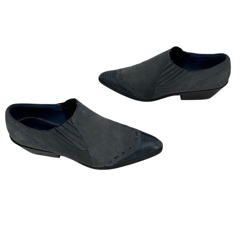Ferrante VTG Blue Leather Western Pointed‎ Toe Loafers Shoes Women's 8.5 Brazil